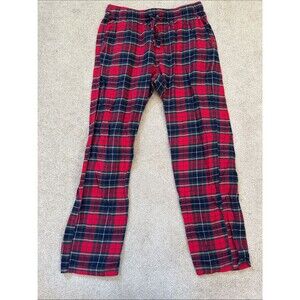 Old Navy Men’s Red and Navy Plaid Flannel Pants - Medium - Like New